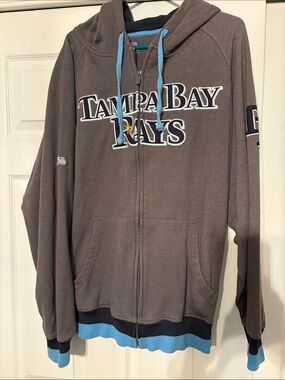 Stitches Tampa Bay Rays Brown Zip Hoodie with Light Blue Accents